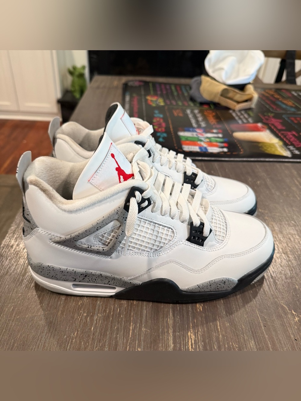 Jordan Men’s White and Gray Athletic Shoes with Red Jumpman